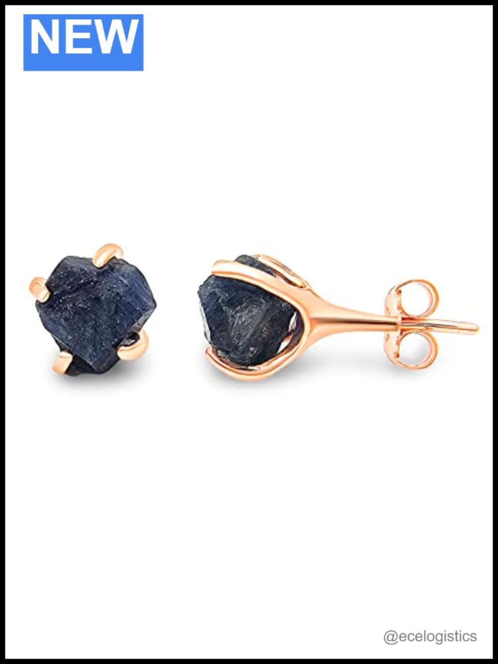Natural Gemstone Stud Earrings Rose Gold over 925 Sterling Silver Birthstone
